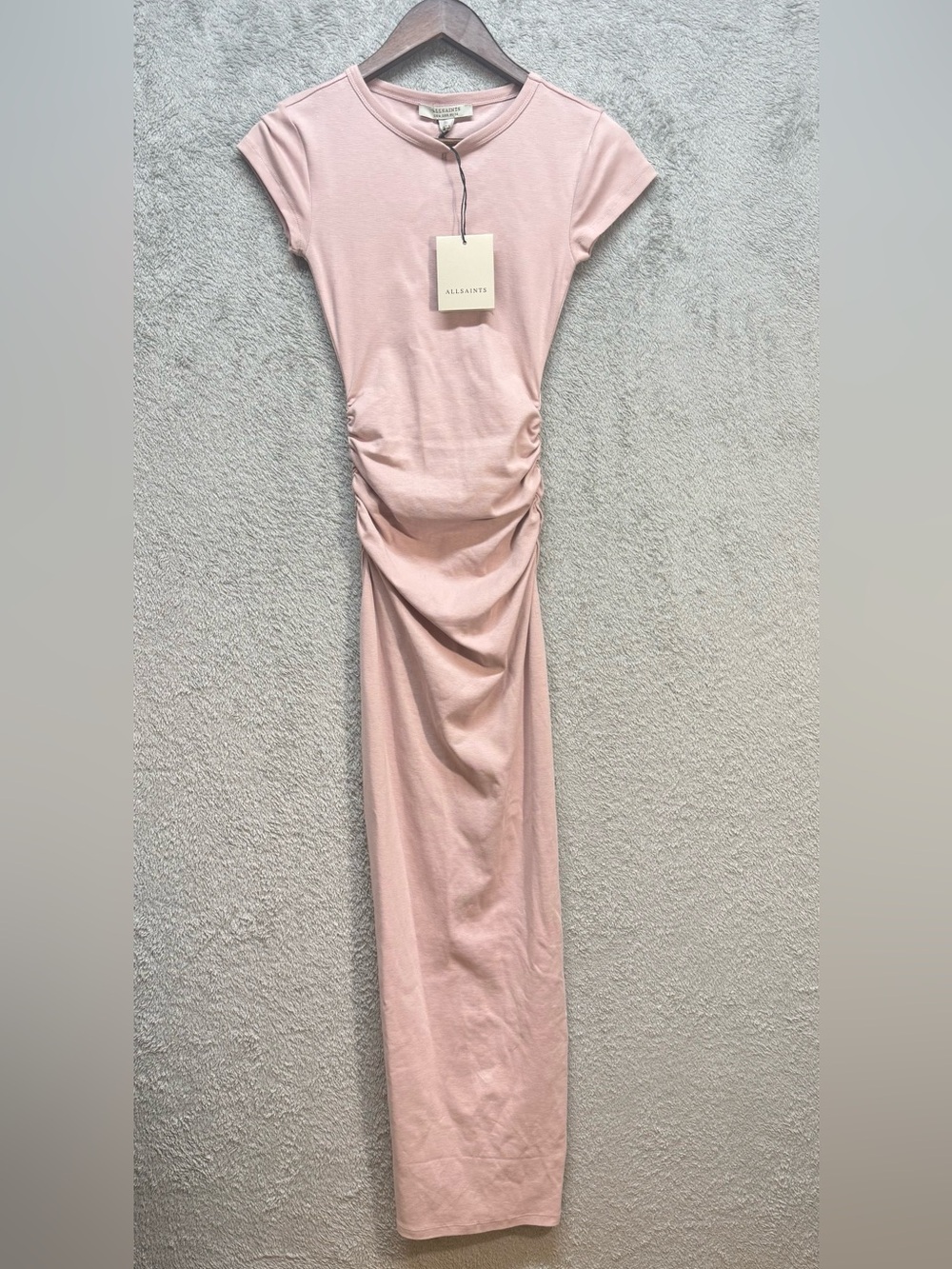 NWT AllSaints Katarina Short Sleeve Maxi Dress Mauve Chalk Pink Size US 0 / UK 4